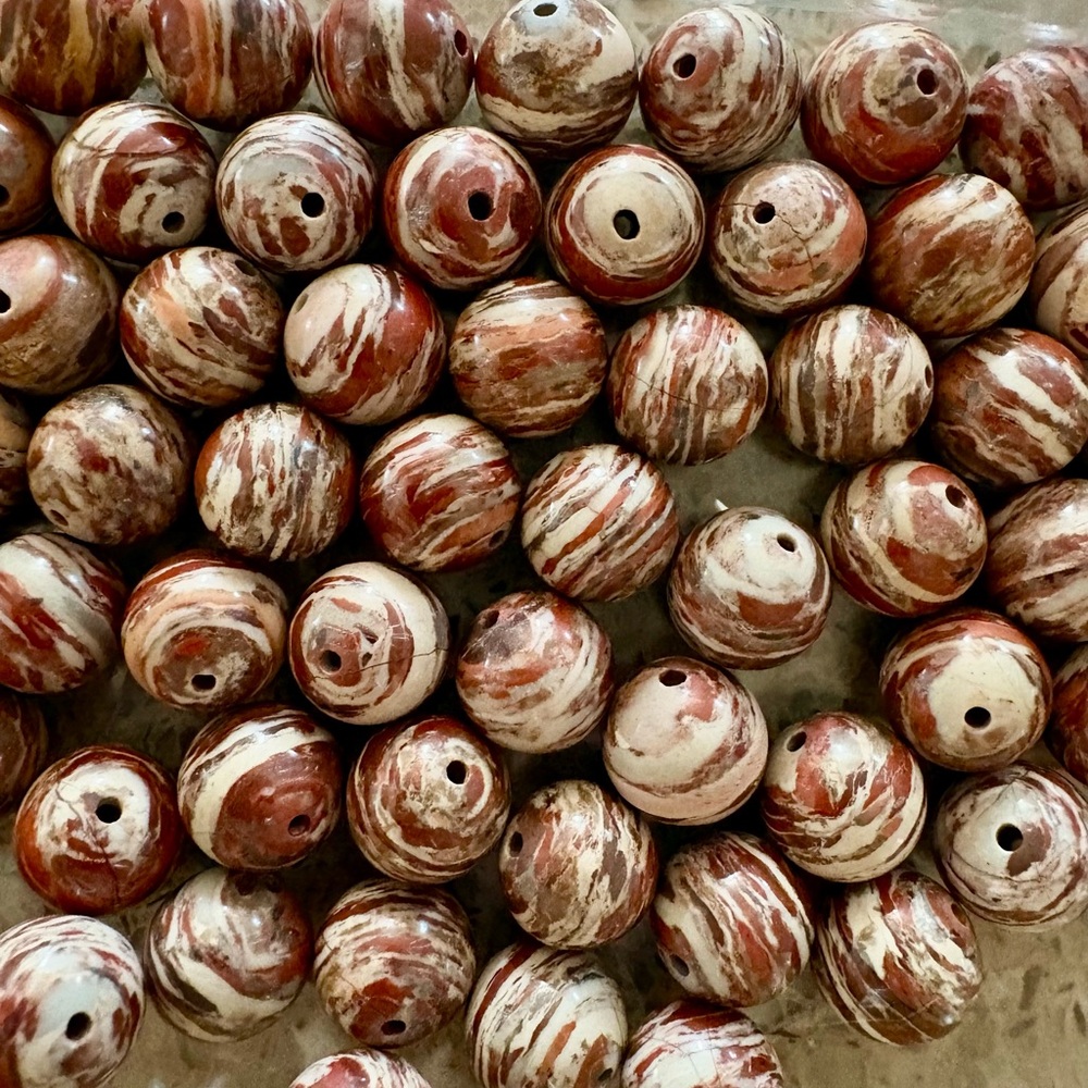 Brown and Cream  Glass Swirled Beads